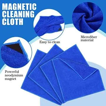 8 Packs Magnetic Cleaning Cloth Microfiber Dry Erase Eraser Magnetic Whiteboard Eraser Washable for Whiteboard Dry Erase Cloth for Home and Office, 10'' x 9.25''(Blue)