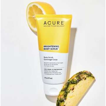ACURE Brightening Body Scrub - Skin Renewal with Blend of Clay, Sea Salt & Niacinamide Extract - Rej...