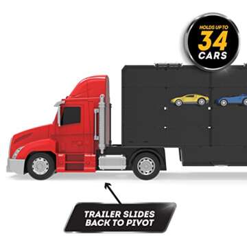 Driven by Battat – Large Toy Carrier Truck for Kids – Toy Transport Truck & 2 Toy Cars – Toy Pull-Back Cars – Pretend Play – 3 Years + – Turbo Transport