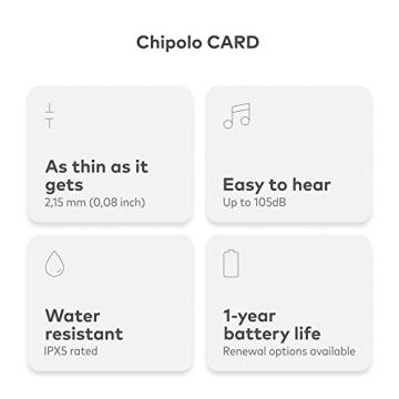 Chipolo ONE - Key Finder, Bluetooth Tracker for Keys, Backpack, Item Finder, Premium Features, Out of Range Alerts, Works with Chipolo app (iOS & Android Compatible) (2X ONE + 1x Card)
