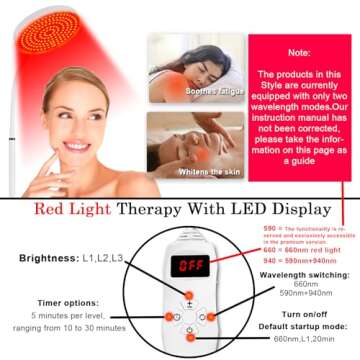 Arikashin Red Light Therapy Lamp for Face- Facial and Body Treatment with Adjustable Height Stand, 120 LEDs, 590nm, 660nm, 660nm+940nm - Alleviate Muscle Soreness, Skin Vitality