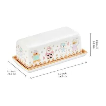 Bico Pastel Gingerbread Man Ceramic Butter Dish with Lid for Perfect Kitchen Storage