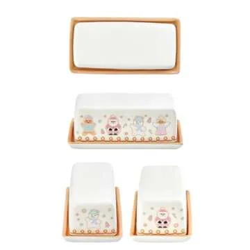 Bico Pastel Gingerbread Man Butter Dish, Dishwasher Safe