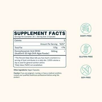 Ora Organic Vegan Omega 3 Supplement - 500mg DHA Capsules