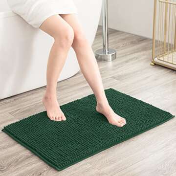 SUBRTEX Bathroom Rugs Chenille Bath Rug Soft Short Plush Bath Mat Soft Shower Mat Water Absorbent Sh...