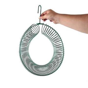 Peanut Bird Feeder,Blue Jays/Squirrel Feeder, Suet Wreath Feeder, Solid Steel Durable Whole Peanut Wild Bird Feeder with Hanging Hook.for Blue Jays for Outdoor (Green)