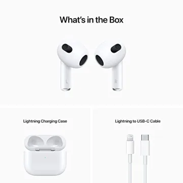 Apple AirPods (3rd Generation) Wireless Ear Buds, Bluetooth Headphones, Personalized Spatial Audio, Sweat and Water Resistant, Lightning Charging Case Included, Up to 30 Hours of Battery Life