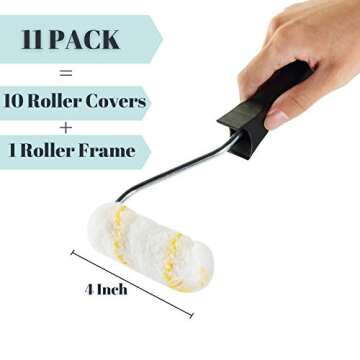 Bates- Paint Rollers, 4 inch Paint Roller with 10 Covers, Small Paint Roller, Paint Rollers for Pain...