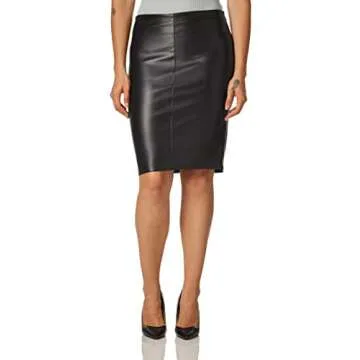 The Drop Women's Rachel Vegan Leather Pull On Pencil Skirt