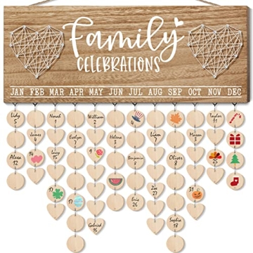 Christmas Mom Gifts from Daughter, Gifts for Mom Wood Family Birthday Reminder Calendar Board Wall H...