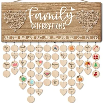 Christmas Mom Gifts from Daughter, Gifts for Mom Wood Family Birthday Reminder Calendar Board Wall H...