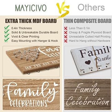 Christmas Mom Gifts from Daughter, Gifts for Mom Wood Family Birthday Reminder Calendar Board Wall Hanging DIY Birthday Tracker Plaque with 120 Tag Best Dad Mom Grandma Gifts for Birthday Thanksgiving