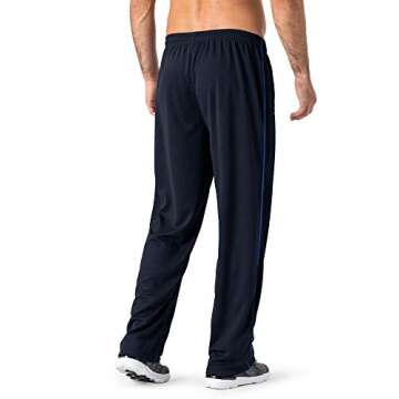 MAGNIVIT Men's Sweatpants Pockets Open Bottom Athletic Warm-Up Pants Side Contrast Stripe Blue