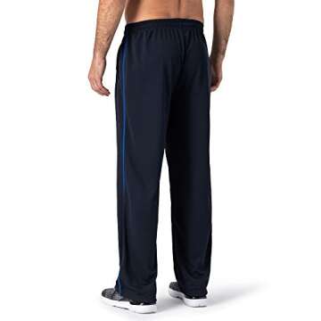 MAGNIVIT Men's Sweatpants Pockets Open Bottom Athletic Warm-Up Pants Side Contrast Stripe Blue