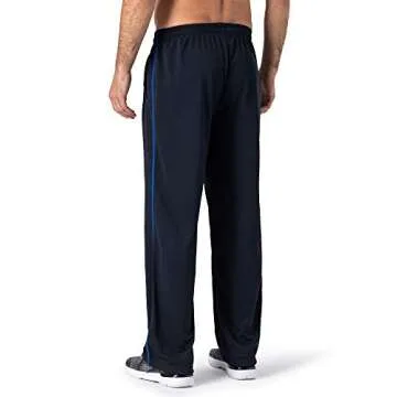 MAGNIVIT Men's Sweatpants Pockets Open Bottom Athletic Warm-Up Pants Side Contrast Stripe Blue