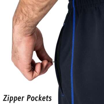 MAGNIVIT Men's Sweatpants Pockets Open Bottom Athletic Warm-Up Pants Side Contrast Stripe Blue