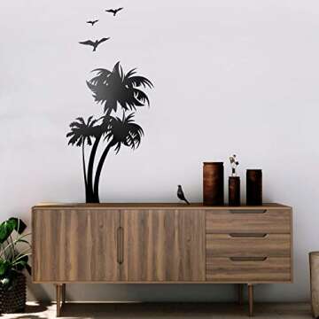 Vinyl Wall Art Decal - Palm Trees with Birds - Stylish Beach Decor for Any Space