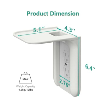 Outlet Shelf Wall Holder,Bathroom Wall Shelf up to 10lbs Standard Vertical Duplex Wall Shelf Organizer for Smart Home Decor Space Saving Power Tools, Toothbrush