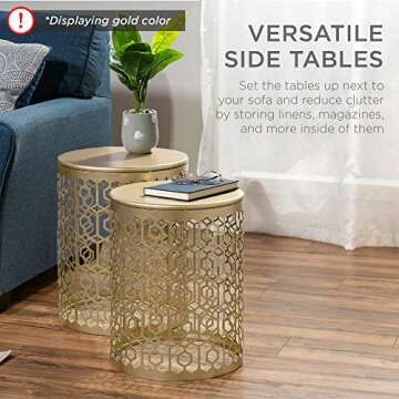 Versatile Metal Accent Tables Set of 2 for Home