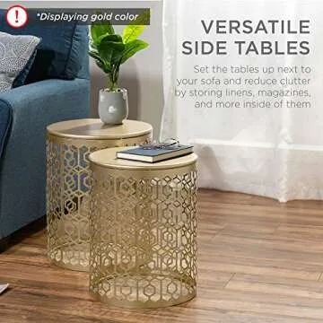 Versatile Metal Accent Tables Set of 2 for Home