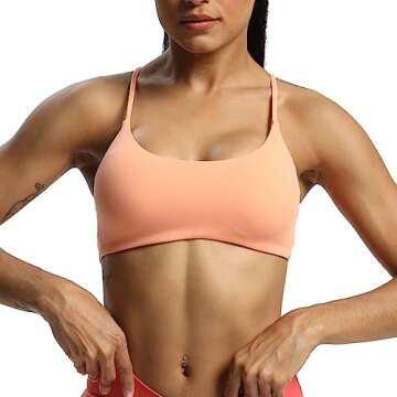 Aoxjox Women's Workout Sports Bras Fitness Backless Padded Ivy Low Impact Bra Yoga Crop Tank Top (Pa...