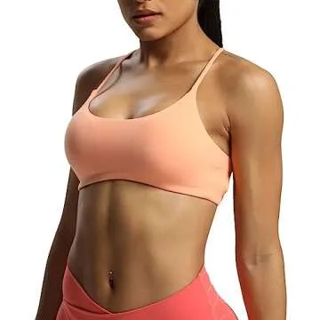 Aoxjox Women's Workout Sports Bras Fitness Backless Padded Ivy Low Impact Bra Yoga Crop Tank Top (Papaya, Medium)
