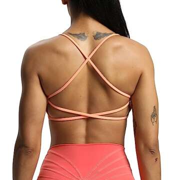 Aoxjox Women's Workout Sports Bras Fitness Backless Padded Ivy Low Impact Bra Yoga Crop Tank Top (Papaya, Medium)