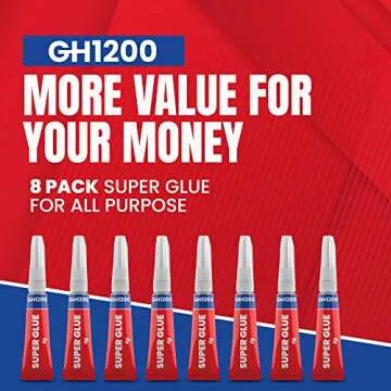 4 Gram x 8 Strong Super Glue All Purpose with Anticlog Cap. Super Fast & Strong Adhesive superglue, Cyanoacrylate Glue for Hard Plastics, DIY Crafts and Many More