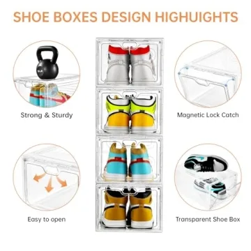 INSTY Transparent Shoe Storage Boxes - Stackable & Durable