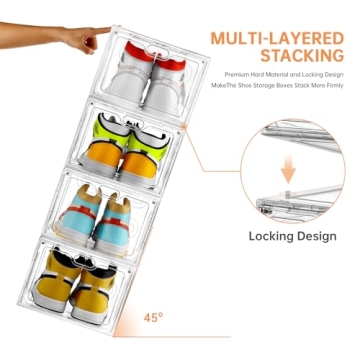 INSTY Transparent Shoe Storage Boxes - Stackable & Durable