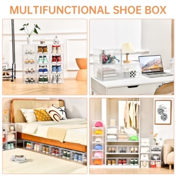 INSTY Transparent Shoe Storage Boxes - Stackable & Durable
