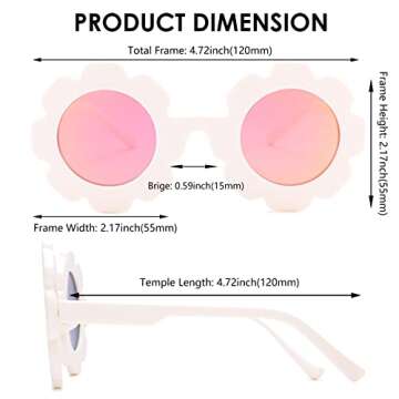 NULOOQ Sunglasses for Kids Girls – Bendable Cute Flower Polarized Round Sunglasses for Toddler Age...