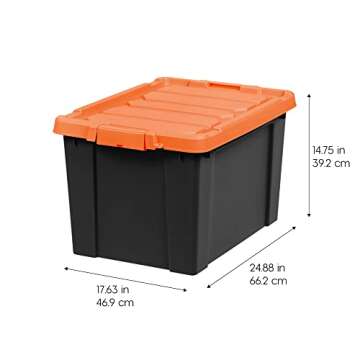 IRIS USA 20 Gallon Lockable Storage Bins with Lids, 2 Pack - Made in USA, Heavy Duty, Stackable Cont...