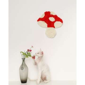 Ohocut Mushroom Tufted Mushroom Decor Aesthetic Hippie Boho Wall Decor for Bedroom, Living Room, Dorm, Tufted Wall Hanging