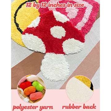 Ohocut Mushroom Tufted Mushroom Decor Aesthetic Hippie Boho Wall Decor for Bedroom, Living Room, Dorm, Tufted Wall Hanging