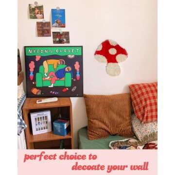 Ohocut Mushroom Tufted Mushroom Decor Aesthetic Hippie Boho Wall Decor for Bedroom, Living Room, Dorm, Tufted Wall Hanging