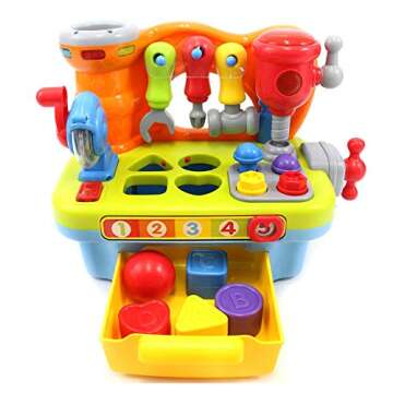 Yiosion Musical Workbench Toy for One Year Old Toddler Boys, Baby Pretend Play Tool Set, Infant Shape Sorter Activities, Kids Pounding Game, 1st Birthday Gifts for 12 18 24 Months Girls Age 1 2 3