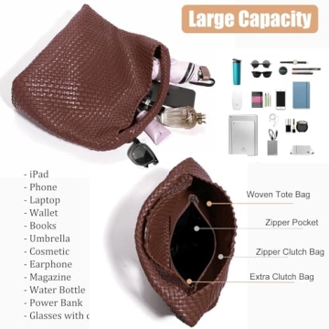 Stylish 2025 Woven Tote Bag with Clutch for Women
