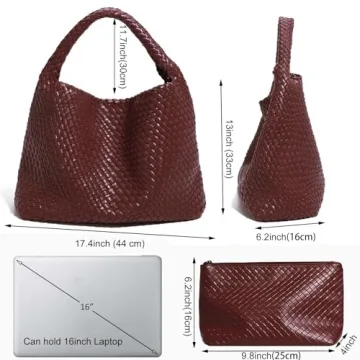 Stylish 2025 Woven Tote Bag with Clutch for Women