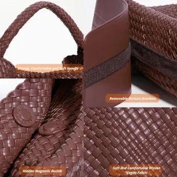 Stylish 2025 Woven Tote Bag with Clutch for Women