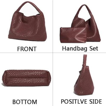 Stylish 2025 Woven Tote Bag with Clutch for Women