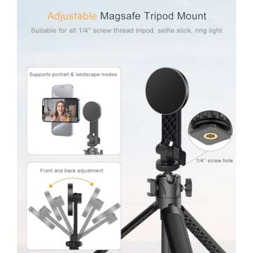 Jkoailiwi Magnetic Phone Tripod Mount for iPhone 12/16