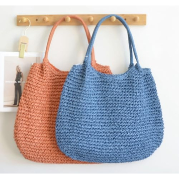 Hzxsny Lightweight Straw Bag for Women, Straw Beach Bag Tote Bag, Large Woven Tote Straw Bags, Summer Beach Rattan Handbag