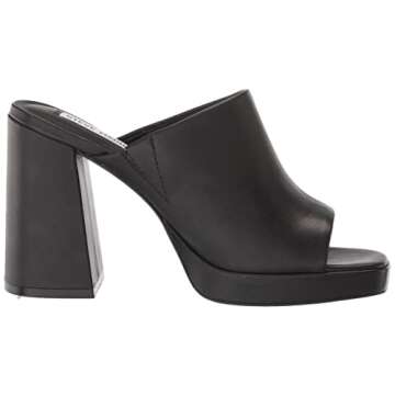 Steve Madden Women's Pilars Heeled Sandal, Black Leather, 8
