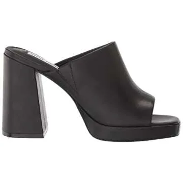 Steve Madden Women's Pilars Heeled Sandal, Black Leather, 8