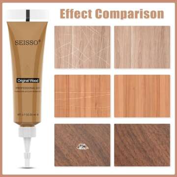 SEISSO Furniture Repair Kit Wood Filler - 12 Pcs Touch Up Wood Restore Set Filler 12 Colors Furnitur...