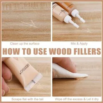 SEISSO Furniture Repair Kit Wood Filler - 12 Pcs Touch Up Wood Restore Set Filler 12 Colors Furniture Scratch Kit with Tools, Wood Repair Kit for Scratches, Stains, Scorch, Wooden Floor, Door, Table