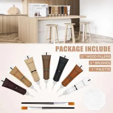 SEISSO Furniture Repair Kit Wood Filler - 12 Pcs Touch Up Wood Restore Set Filler 12 Colors Furniture Scratch Kit with Tools, Wood Repair Kit for Scratches, Stains, Scorch, Wooden Floor, Door, Table