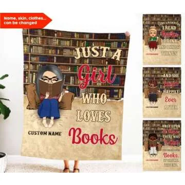 SATIGI Just A Woman Who Loves Book Blanket, Personalized Reading Blanket for Book Lovers, Valentines...