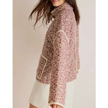 Arssm Women Floral Quilted Puffer Jacket Cropped Lightweight Patchwork Vintage Padded Short Coat Out...